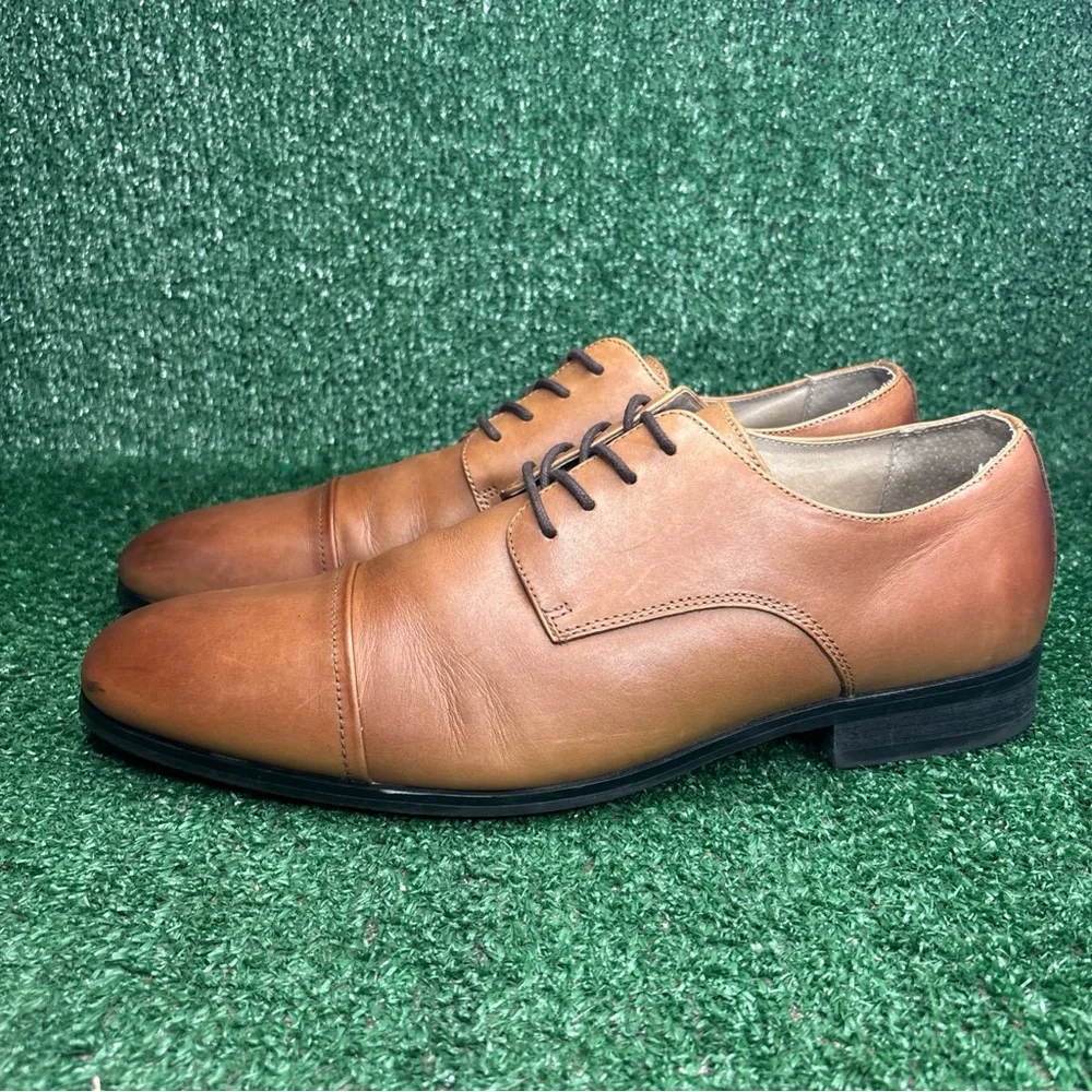 Express Men’s Brown Leather‎ Car Toe Oxford Dress Shoes Size 12